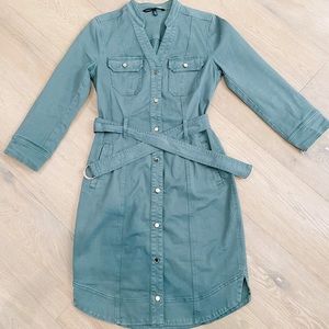 White House Black Market olive green utility dress